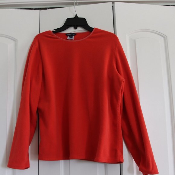 Lands' End Sweaters - Lands' End Orange Polartec Knit Pullover Crew Neck Fleece Size L 14-16